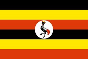 striped flag with a picture of a bird