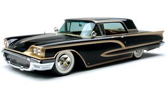black retro car on a white background