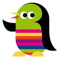 drawing of Cartoon colorful penguin