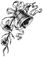 Vintage bell and flower drawing
