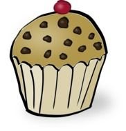 Clipart of Chocolate pieces on a muffin