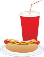 picture a hot dog and a cup with a straw