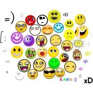 banner with various characters of happy faces