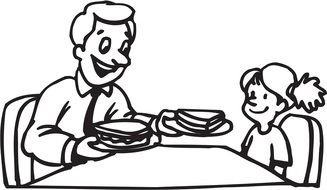 Clipart of the daughter and father are eating sandwiches