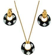 Vca Onyx Mother Of Pearl Gold Earrings Necklace Set At 1stdibs