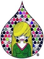 blond nice girl drawing