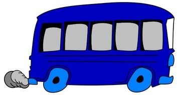 Blue School Bus At Clke