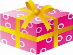 Pink Gift Box With Golden Ribbon, drawing