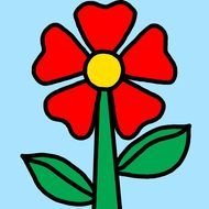 cartoon red flower drawing