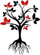 black tree with red leaves as a picture for clipart