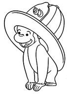 clipart of outlined Firefighter Hat on apeâs head