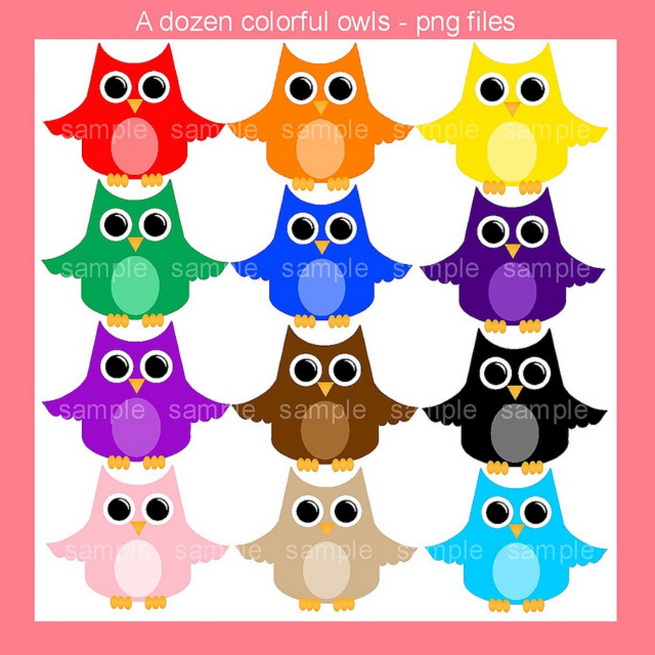 Colorful Owl Rainbow Owls Set free image download