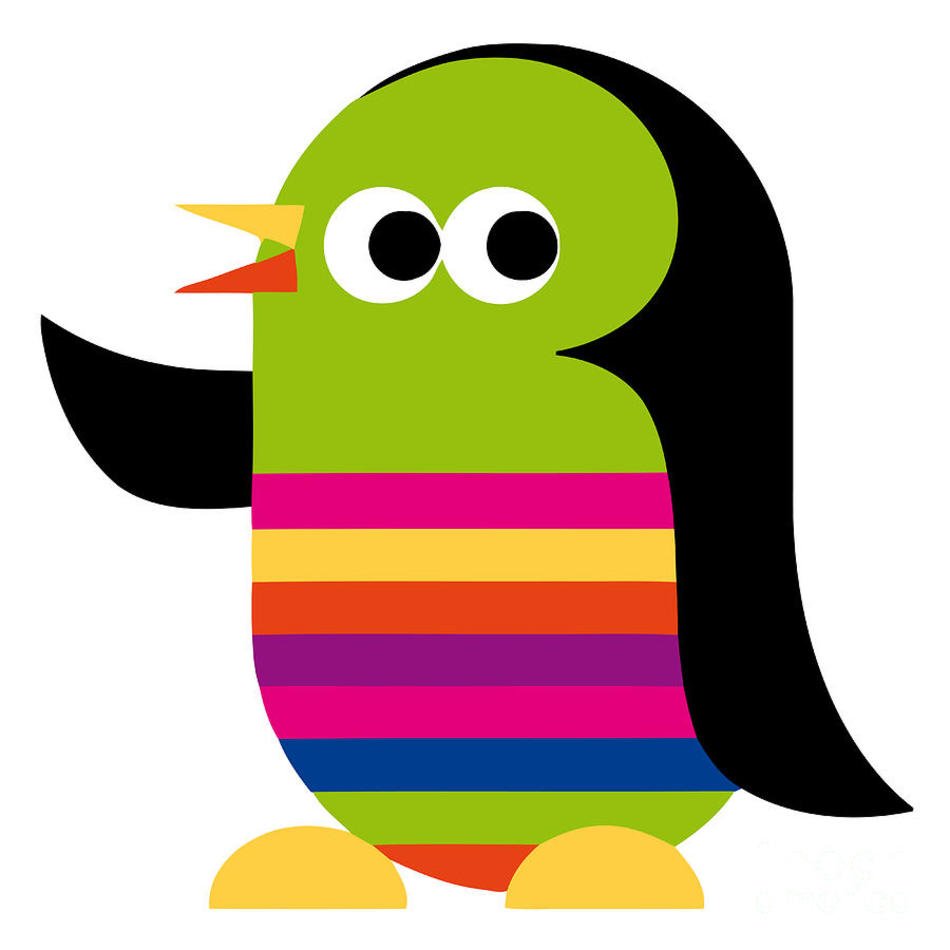 drawing of Cartoon colorful penguin