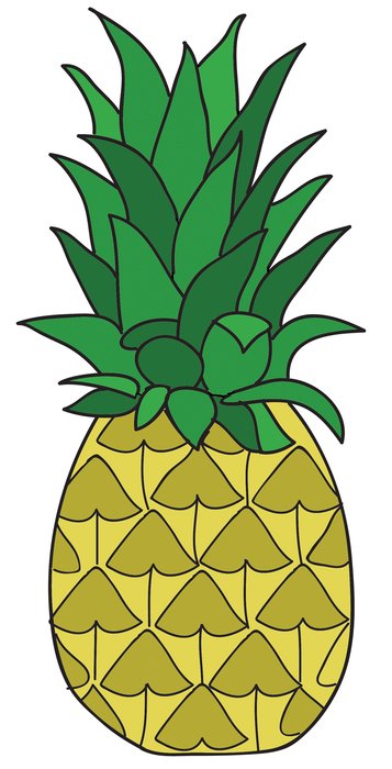 pineapple with green leaves on a white background
