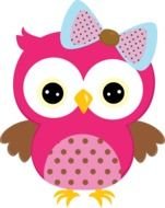 pink owl with a bow