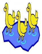 drawing of yellow ducks in the water