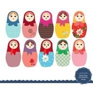 Matryoshka Russian Doll Digital Embellishments For