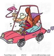 Road Rage Cartoon Driver With