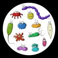 cartoon colorful bacterias