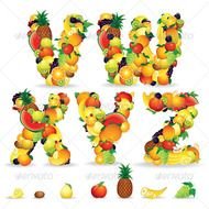 Colorful Letters From Fruits Vector Food Objects