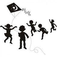 Children Flying Kite Wall Sticker Childrens Art clipart