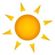 painted yellow sun with triangular rays