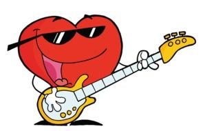 Clip art of playing on a guitar heart