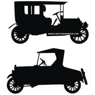 Clipart of the antique cars silhouettes