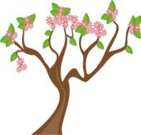 cartoon tree with pink flowers