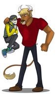 cartoon monster grabbed a man