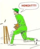 drawing of a running man in a green suit