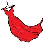 long red Dress On Hanger, drawing