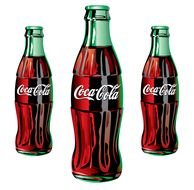 three bottles of Coca-Cola as a picture for clipart