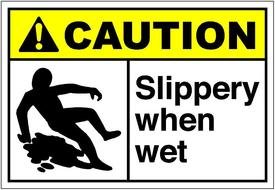 caution slippery when wet sign drawing