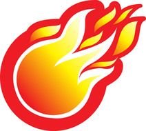 drawn burning meteorite on a white background