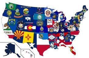 Pennsylvania Map with painted flags