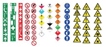 large set of traffic and Warning Signs, Health And Safety Attention