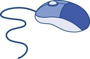 drawn blue mouse with wire