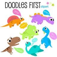 drawings of little dinosaurs on a white background