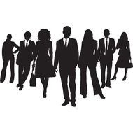 Vector Silhouette Business Man And Women Standing Illustration