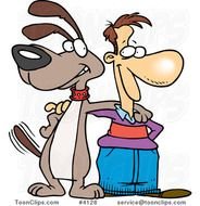 Cartoon Guy And Dog Standing Together 4128 By Ron Leishman