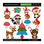 Clipart Digital Owl Deer Bunny Bear Wee Winter Woodland