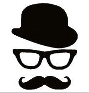 Moustache Mustache Bowler Hat Glasses Applique Instant Download