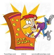 Cartoon Guy Playing An Arcade Game 3012 By Ron Leishman