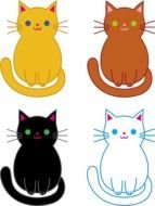 Colorful cute cats clipart