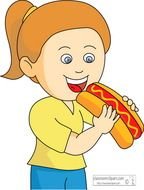 Hotdog Smiling Girl Eating Classroom