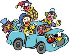 clowns in the car drawing