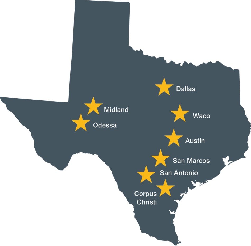 grey Texas map