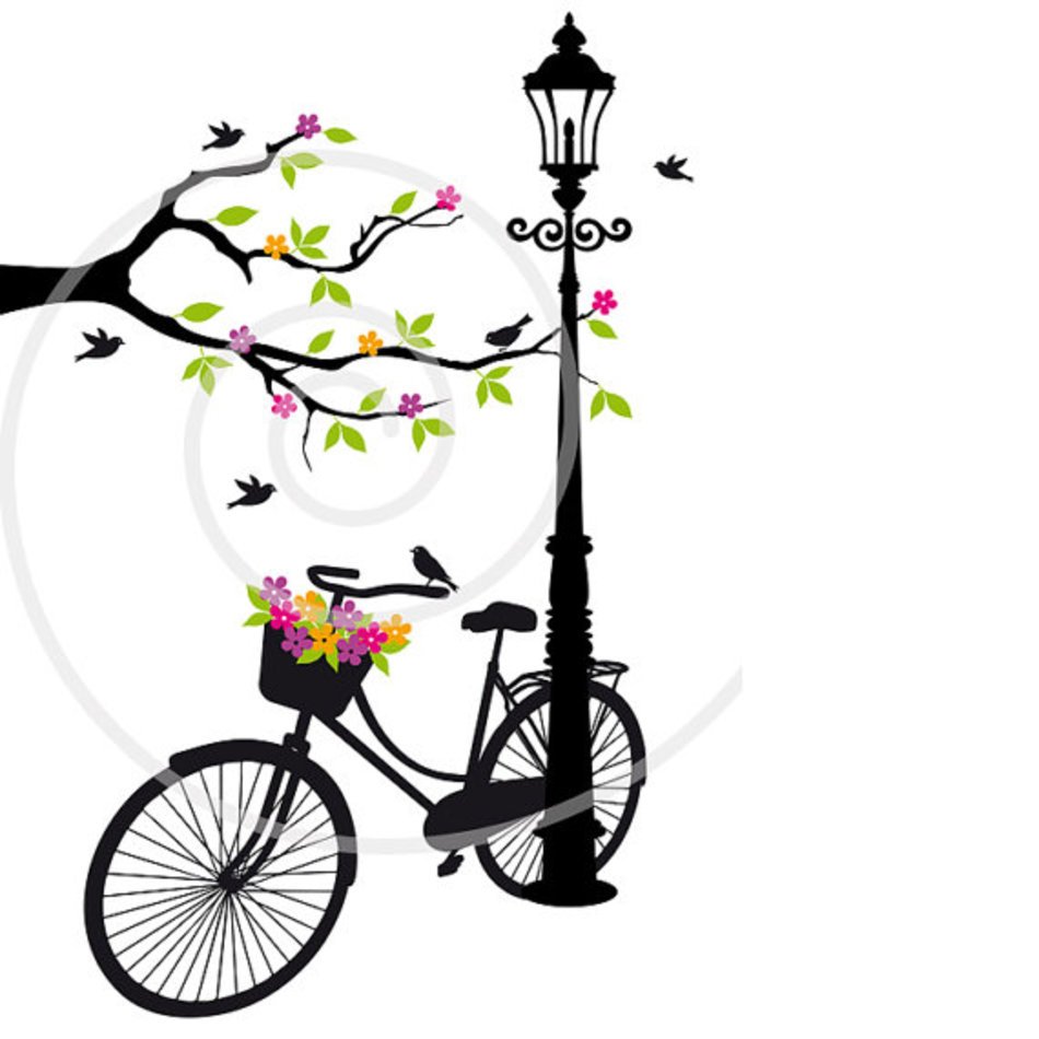 Tree And Birds Digital Clip Art Vector