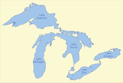 Map Of The Great Lakes Physical Maps Canada Kids